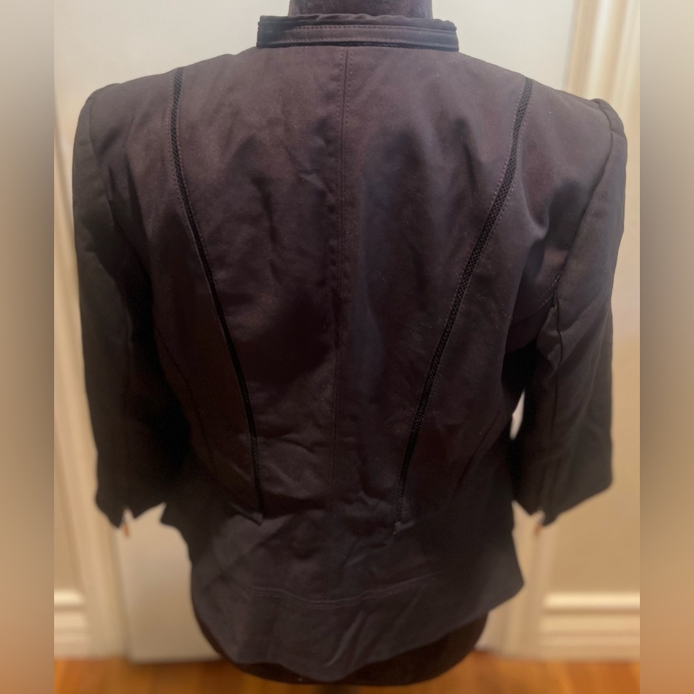 White House Black Market Perfect Form Zip Front Black Jacket Blazer Size 12 - Picture 10 of 14